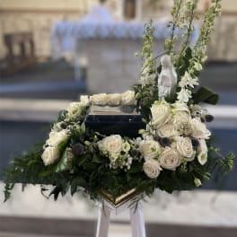 White Garden memorial by unique K floral studio