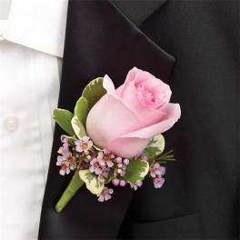 Classic Pink Rose Boutonniere