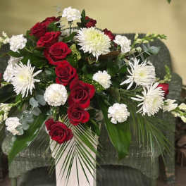 Casket Spray - Red and White