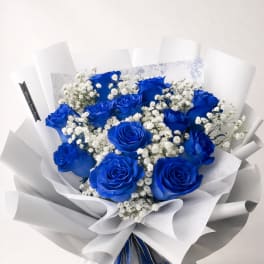 [FRESH FLOWER] Elegant blue rose bouquet arrangement