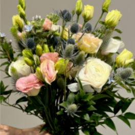 Blush Ranunculus Lisi and Thistle Bouquet