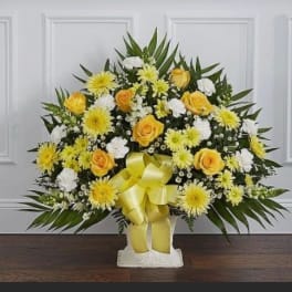 Yellow and White side basket