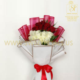 Crimson & Ivory Love Bouquet by SweetPetals
