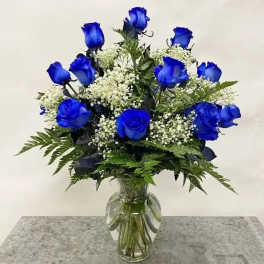 Blue Roses Dozen Vase Arrangement