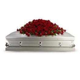 Red roses as shown for the casket