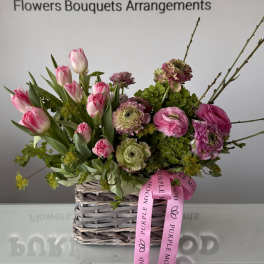 Tulips & Ranunculus Basket