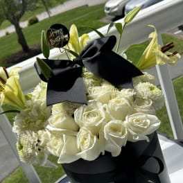 white roses, hydrangeas, Dahila by lavish bouquets