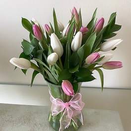 20 Pink and White Tulips