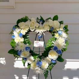 Tender Blue and White Heart arrangement