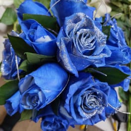 Blue Rosas and silver