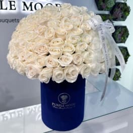 100 White Roses In a Box