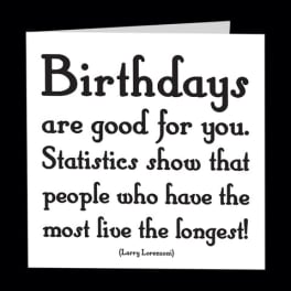 Birthday quote printed on a white card