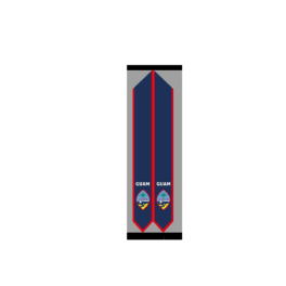 Blue and red Guam pennant banner on a gray background