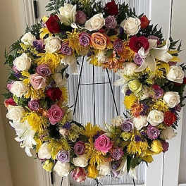 Colorful Large Round Standing Wreath