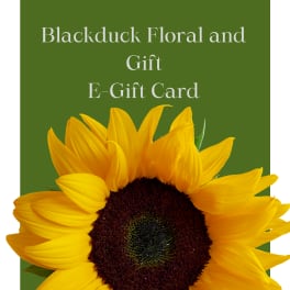 Green floral e-gift card design with large yellow sunflower at bottom