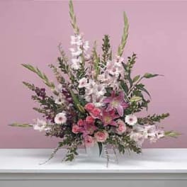 pink sympathy arrangement