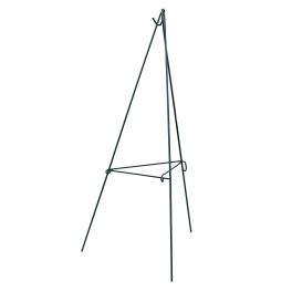 Black metal easel stand on a white background
