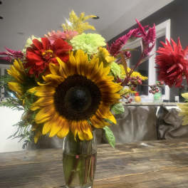 Sunflowers and other seasonal blooms