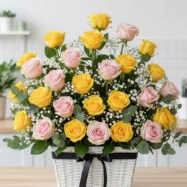 24 Roses Flower Basket