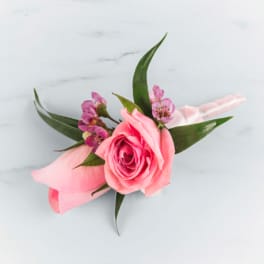 Pink Rose Boutonnière by BloomNation™