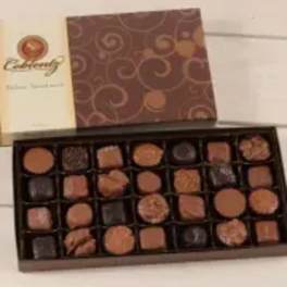 Box of assorted chocolates in a divided gift tray