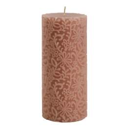 Pink floral-patterned pillar candle