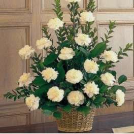 White Carnation Basket