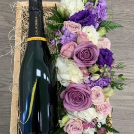 Champagne and Flowers Gift Crate