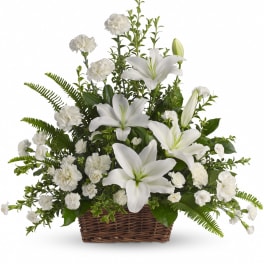 Peaceful White Lilies Basket