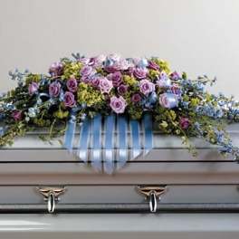 Lavendar Sympathy Casket Spray