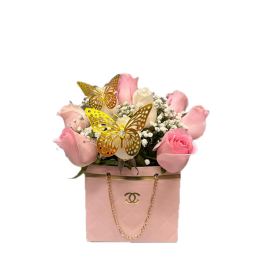 FLOWER PINK AND WHITE ROSES BAG