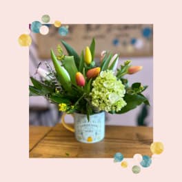 Fresh Tulip Mug Arrangement