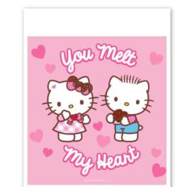 Pink Hello Kitty card with hearts and the words You Melt My Heart