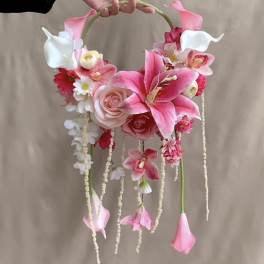 Bridal Flower Hoop Bouquet - STANDARD: Silk Faux Flowers | DELUXE: Fresh Flowers