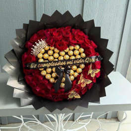 Buchon de rosas rojas y chocolates