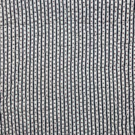 Quilted fabric with navy stripes and small red stars