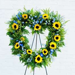 Sunflower Open Heart Sympathy Wreath