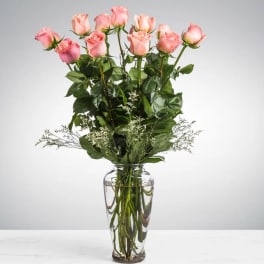 A Dozen Long Stemmed Pink Roses by BloomNation™