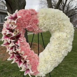 Standing heart with carnations and lilies