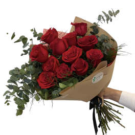 1 Dozen Red Roses Wrapped Bouquet