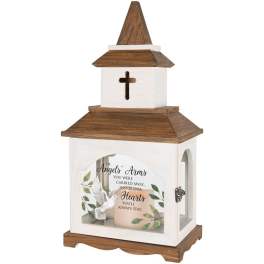 Angels Arms Lighted Wooden Lantern