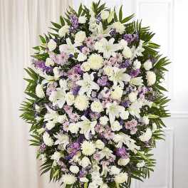 Lavender And White Funeral Standing Spray