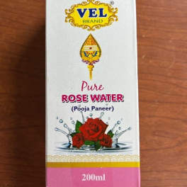 Box of pure rose water with a rose graphic
