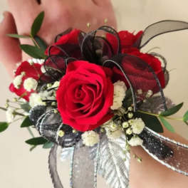 Red roses corsage