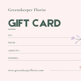 Floral gift card with pink blossoms and green leaves