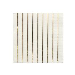 White napkin with thin gold vertical stripes