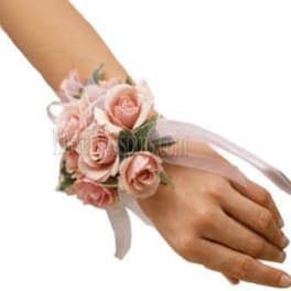 pink spray roses wrist corage