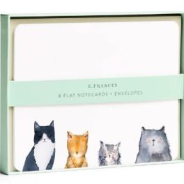 Boxed set of note cards and envelopes with watercolor cats