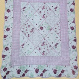 Pink & White Quilted Floral Throw