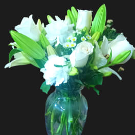 Serenity and Peace bouquet with a free vase.